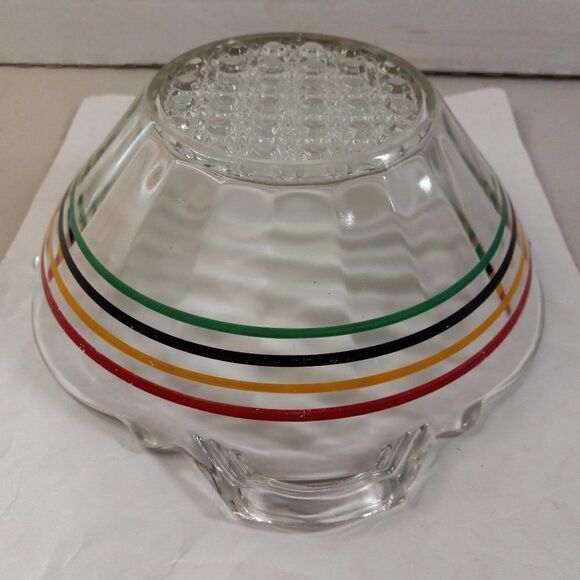 Vintage Anchor Hocking Circus Stripe Bowl with Woven Bubble Bottom Kitsch - Picture 5 of 9